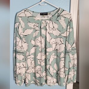 Karl Lagerfeld Mint Green and White Floral Top